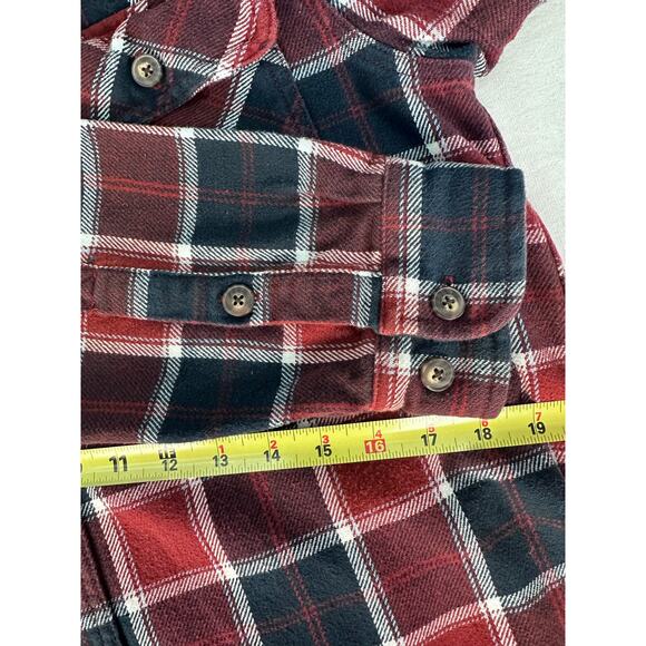 Duluth Trading Co. Men's sz L Navy Red Flannel Button Down Slim Fit 100% Cotton - Picture 6 of 8